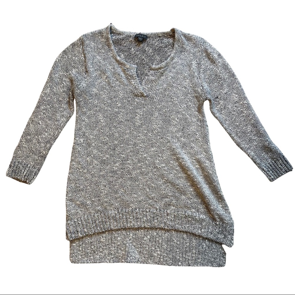 Lilla P Heather Gray Split Neck Sweater Size Small